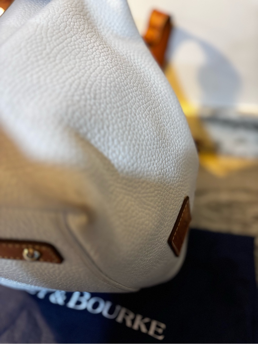 Dooney & Bourke White Pebble Leather Tassel Hobo Shoulder Bag - Picture 10 of 15